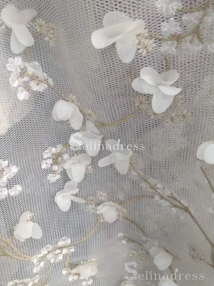 A-line 3D Floral Lace Beautiful Prom Dress Long Formal Evening Dresses #SED173