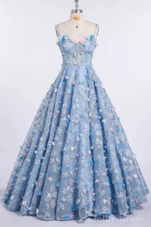 A-line 3D Floral Lace Beautiful Prom Dress Long Formal Evening Dresses #SED173