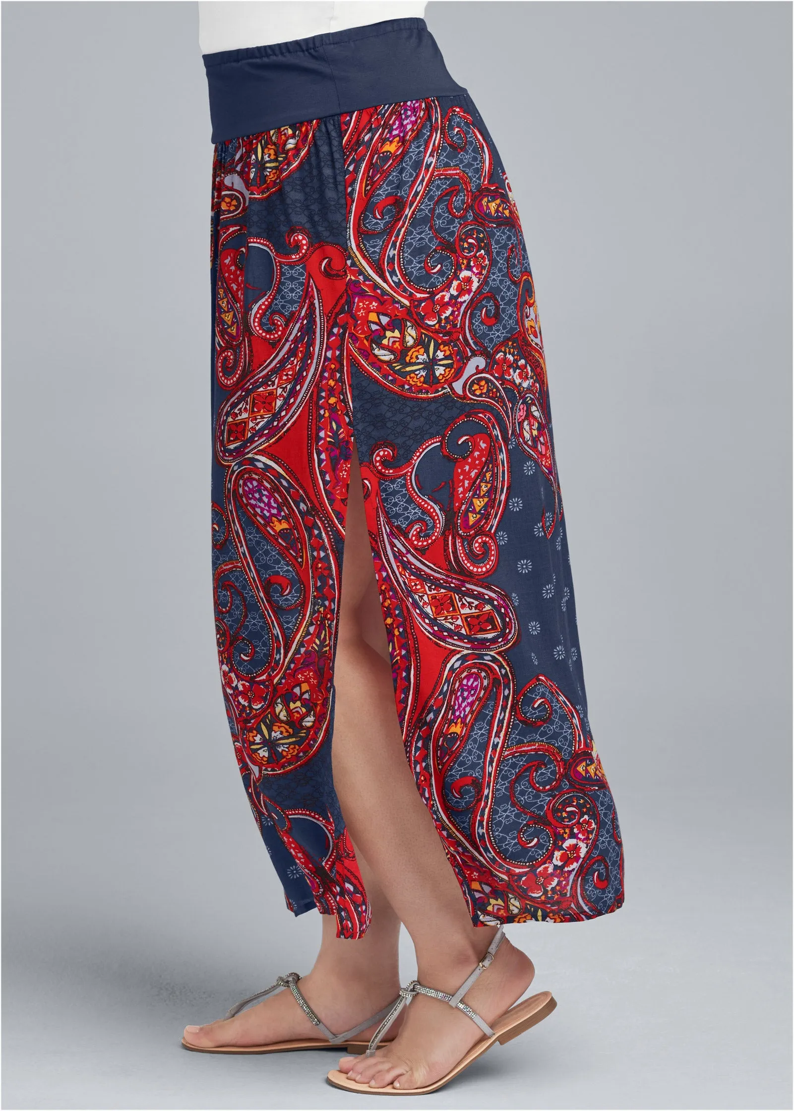 Batik Printed Maxi Skirt - Navy Multi