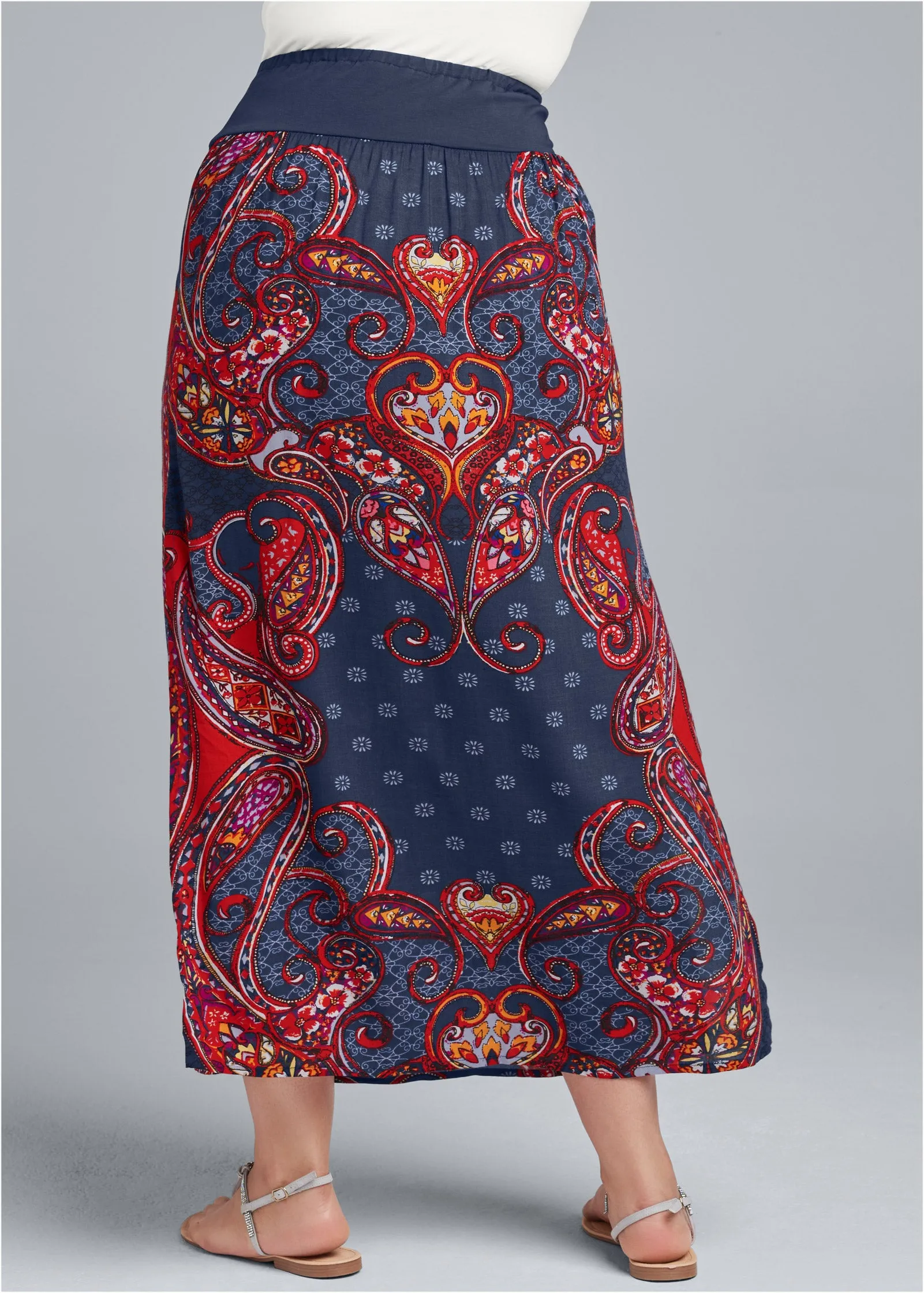 Batik Printed Maxi Skirt - Navy Multi