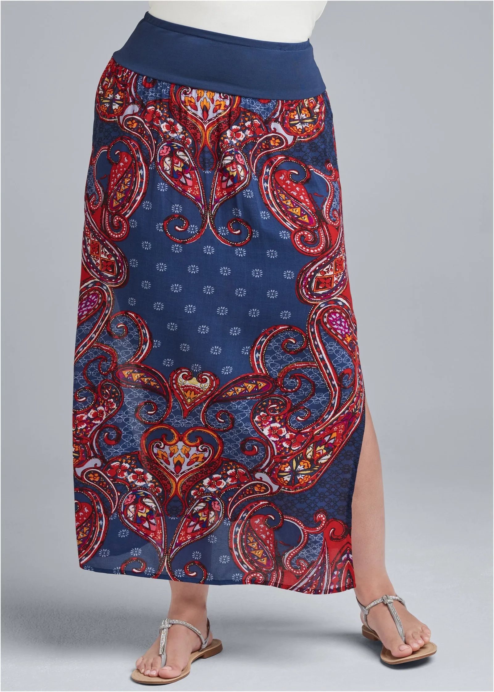 Batik Printed Maxi Skirt - Navy Multi