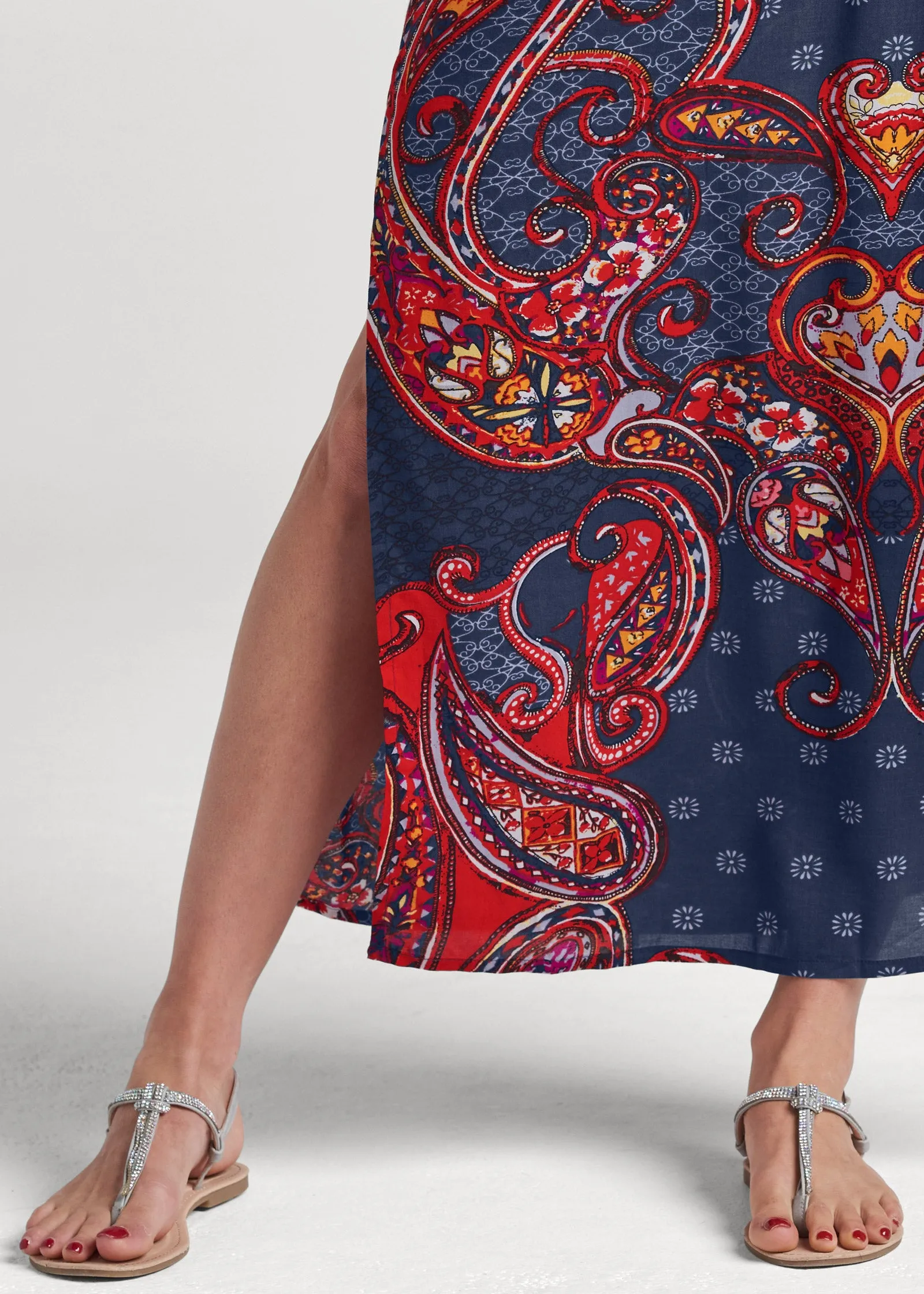 Batik Printed Maxi Skirt - Navy Multi
