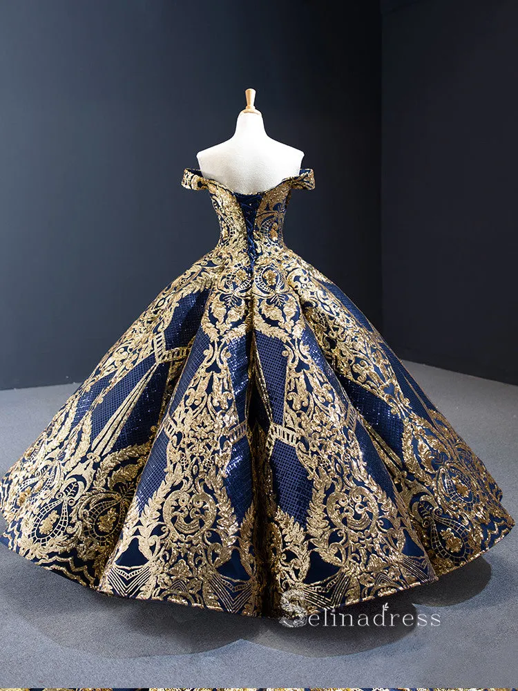 Off-the-shoulder Applique Ball Gown Vintage Long Evening Formal Gowns GRB026