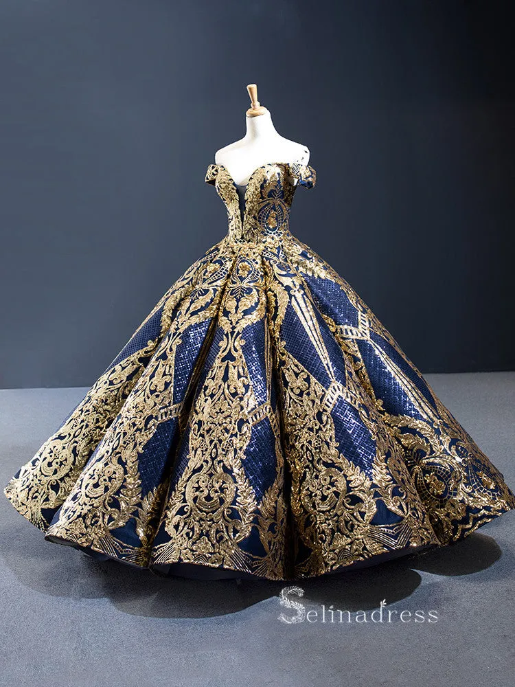 Off-the-shoulder Applique Ball Gown Vintage Long Evening Formal Gowns GRB026