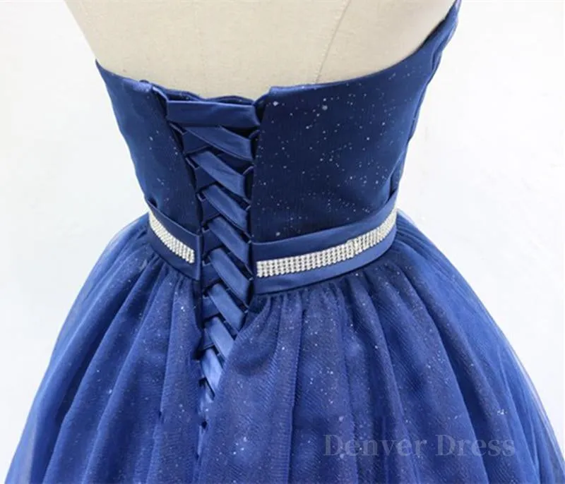 Sweetheart Neck Short Blue Prom Dresses Short Blue Formal Homecoming Graduation Dresses